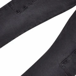 Black Washed Cargo Flare Denim -Daily Fashion black washed cargo flare denim 928961