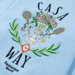 Casablanca Casa Way Embroidered Sweatshirt | Pale Blue -Daily Fashion casa way embroidered sweatshirt pale blue 650886