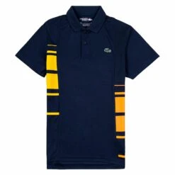 Lacoste Color Block Piqué And Mesh Polo | Navy/Yellow/Orange