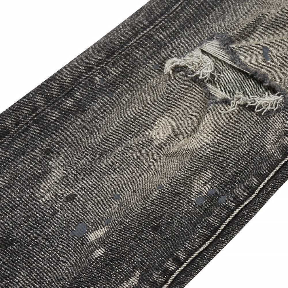 Flared Vintage Black Acid Bleach Denim 5 Flared Vintage Black Acid Bleach Denim - Image 3