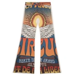 Jimmy Wings Print Canvas Flare Pant | Brown