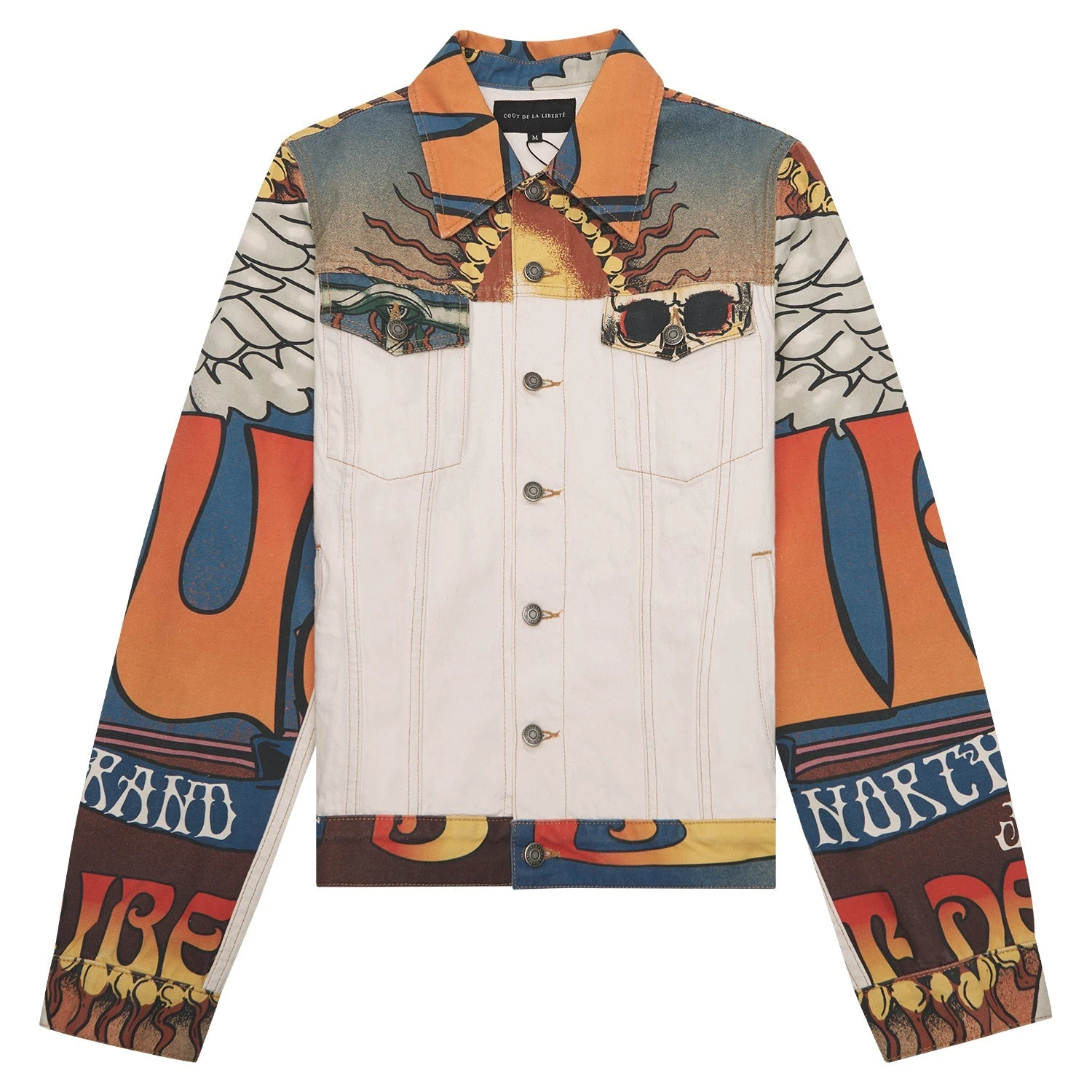Johnny Wings Print Canvas Trucker Jacket | Brown 2 Johnny Wings Print Canvas Trucker Jacket | Brown