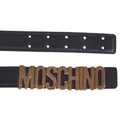 MOSCHINO Leather Logo Belt | Fantasy Print Black -Daily Fashion leather logo belt fantasy print black 420980