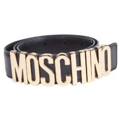 MOSCHINO Leather Logo Belt | Fantasy Print Black -Daily Fashion leather logo belt fantasy print black 912990