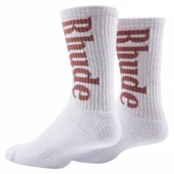 Rhude Logo Sock | White/Mauve -Daily Fashion logo sock whitemauve 624098