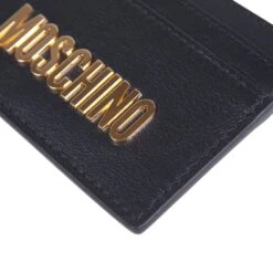MOSCHINO Metallic Logo Card Holder | Black -Daily Fashion metallic logo card holder black 697873