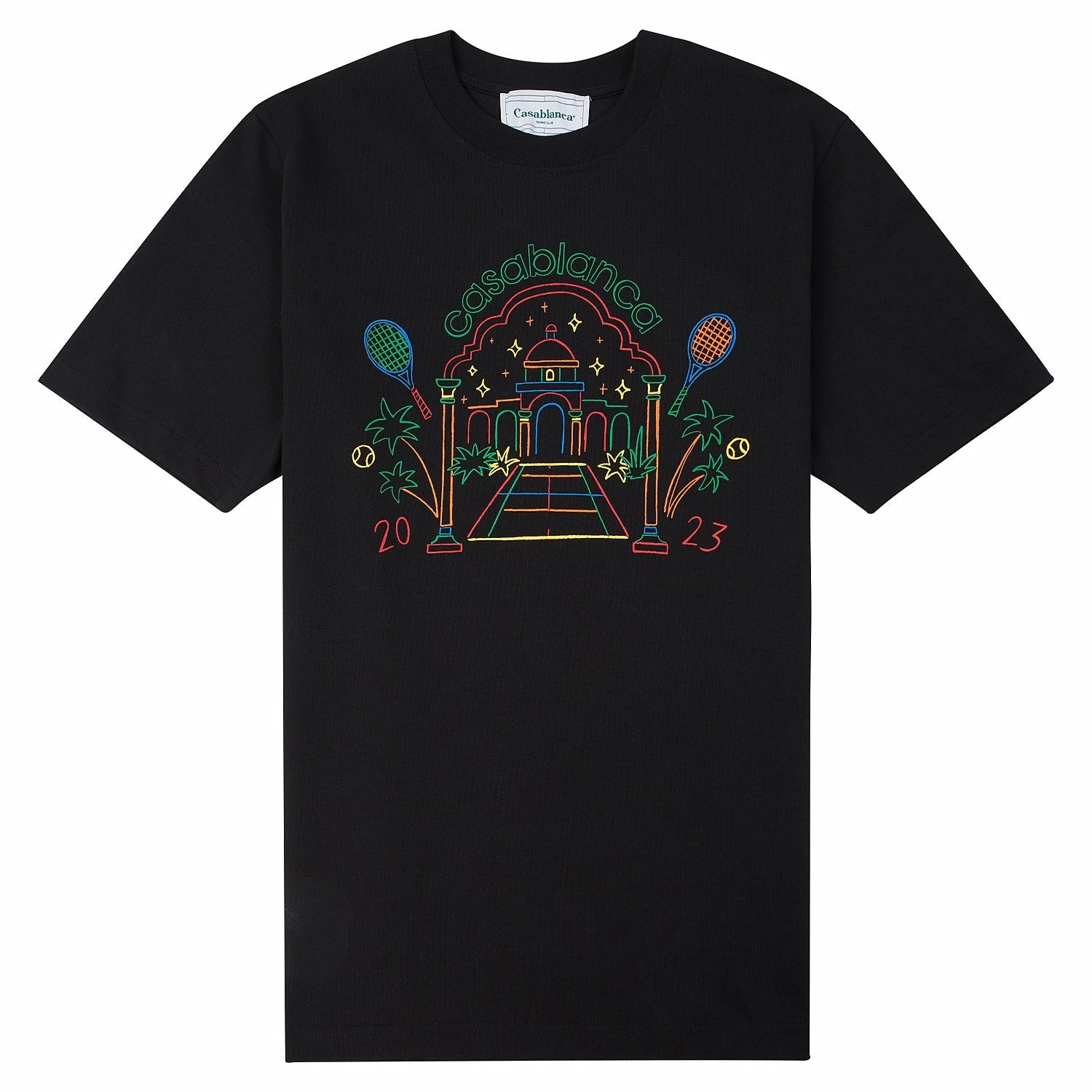 Casablanca Rainbow Crayon Temple Tee | Black 3 Casablanca Rainbow Crayon Temple Tee | Black