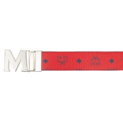 MCM Shiny Cobalt Claus Reversible Belt | Candy Red -Daily Fashion shiny cobalt claus reversible belt candy red 836817