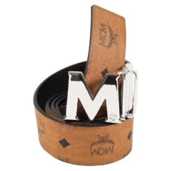 MCM Shiny Cobalt Claus Reversible Belt | Cognac -Daily Fashion shiny cobalt claus reversible belt cognac 692234