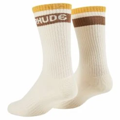 Rhude Stripe Logo Sock | Creme/Mustard/Brown -Daily Fashion stripe logo sock crememustardbrown 865056