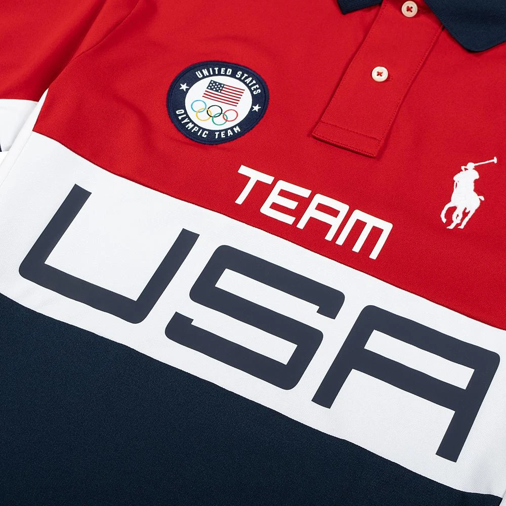 Team USA Stretch Mesh Polo Shirt | Red 5 Team USA Stretch Mesh Polo Shirt | Red - Image 3