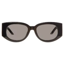 Casablanca Wave Oval Sunglasses | Black/Yellow Gold/Solid Grey -Daily Fashion wave oval sunglasses blackyellow goldsolid grey 462182