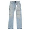 Worn Light Indigo Cargo Denim -Daily Fashion worn light indigo cargo denim 217041