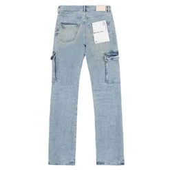 Worn Light Indigo Cargo Denim -Daily Fashion worn light indigo cargo denim 623404